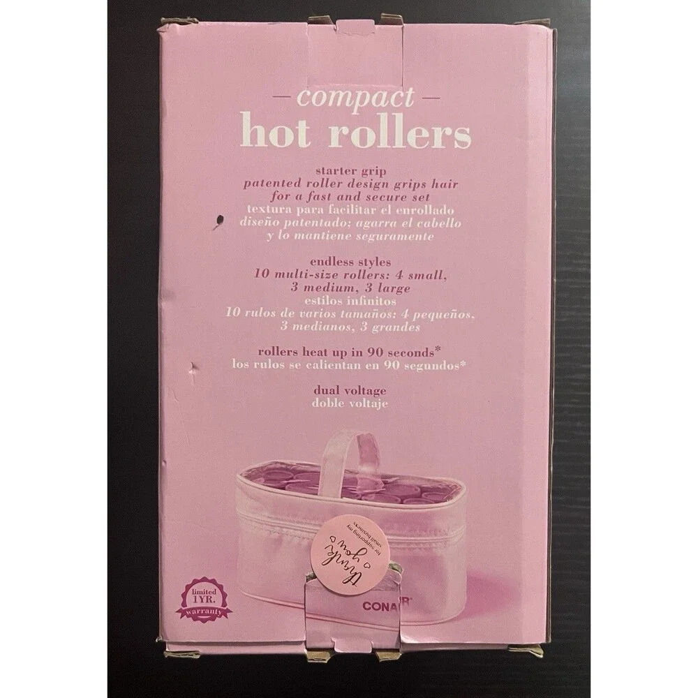 CONAIR Compact Hot Rollers Instant Heat Set of 10 On The Go Styling